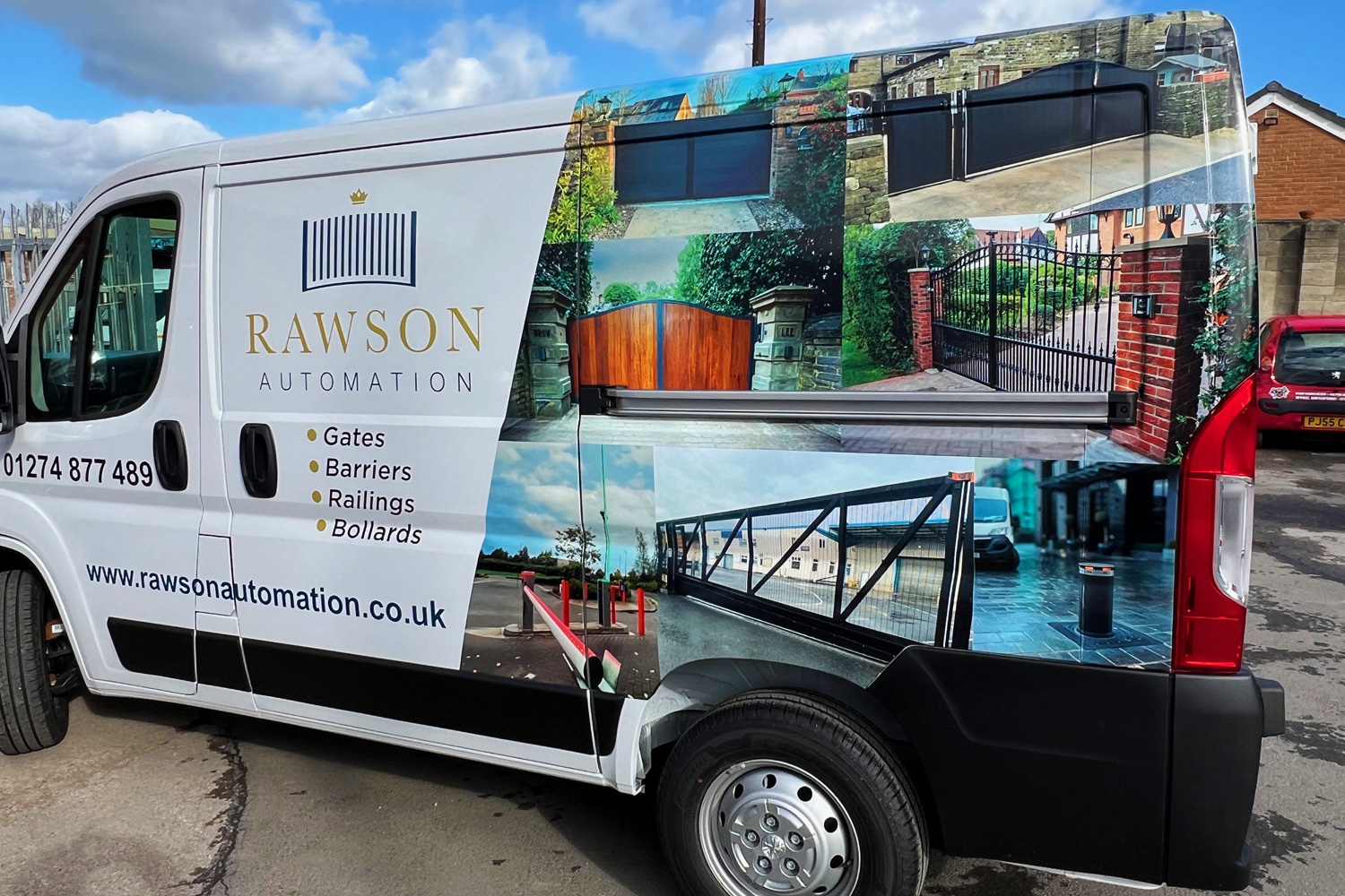 Full vehicle wrap for Rawson Automation showcasing industrial automation branding with company logo and contact details